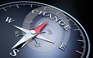 Dark compass with silver and red needle - concept change