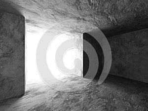 Dark concrete empty room interior. Urban architecture background