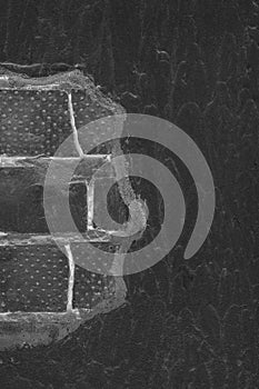 Dark concrete wall element detail architecture object brick grey pattern abstract background texture old design
