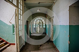 Dark corridor of old abandoned building