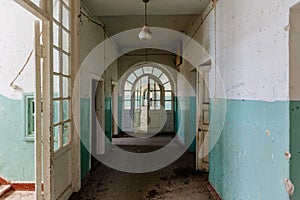 Dark corridor of old abandoned building