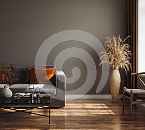 Dark cozy interior background