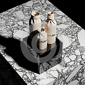 Between the dark cube and light wrapping creates a dramatic shadow