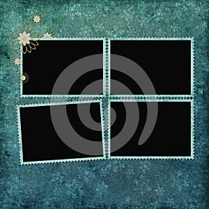 Dark cyan abstract background with frames