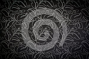 Dark damask seamless floral pattern background