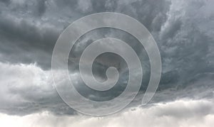 Dark dangerous gray storm clouds of thunderstorm in Idaho sky