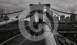 A dark day over the Brooklyn Bridge - NYC - USA