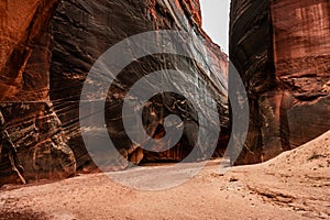 Dark Desert Varnish Covers The Walls of Buckskin Gulch