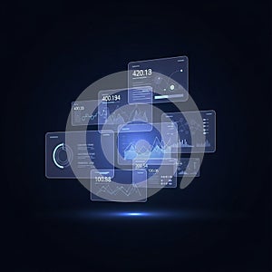 Circular and line graphs denoting statistical data and trends with