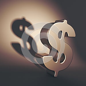 Dark dollar symbol 3D Illustration. Shadow economy system