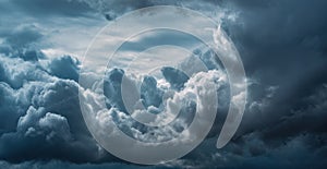 Moody Cloudscape Dramatic Gray and Blue Cumulus Clouds