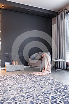 Dark, elegant living room interior