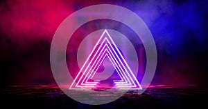 Dark, empty space, empty stage, room with light element, neon light, abstract light.