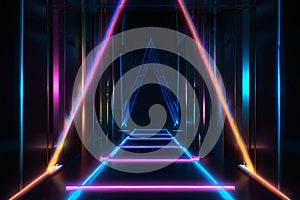 Neon-Lit Futuristic Grid Structure .