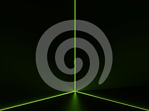 Dark environment with green bounce light