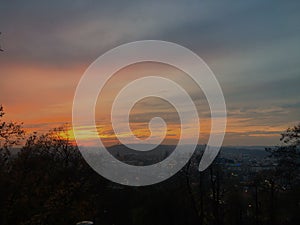 Dark evening sky above Prague