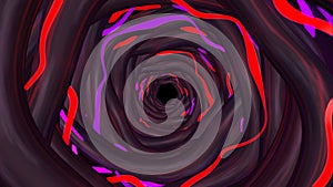 Dark Evil Endless Tunnel with Abstract Wavy Glowing Neon Tubes - 4K Seamless Loop Motion Background Animation