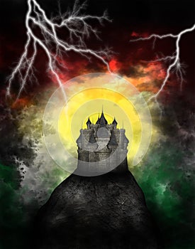 Dark Evil Medieval Castle Illustration