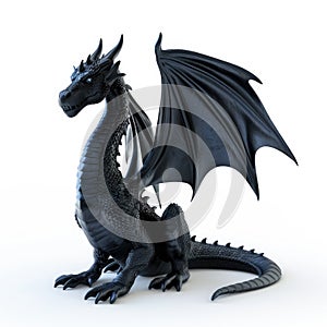 Majestic Black Dragon, Fantasy Creature, Mythological Beast photo