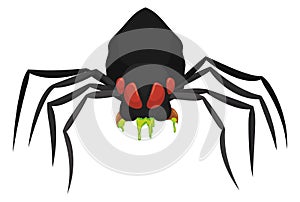 Dark and Ferocious Spider Drooling Venom over White Background, Vector Illustration