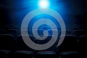 Dark film theater with projection light