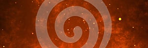Dark fire space. Epic powerful horizonta flame background