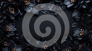 Dark Floral Frame with Gold Accents