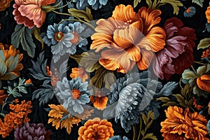 Dark floral texture in the style of gothic dark intensity