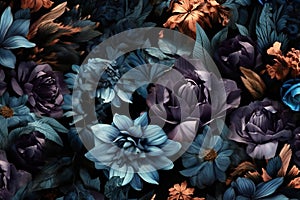 Dark floral texture in the style of gothic dark intensity