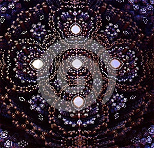 Dark flower mandala fractal with glowing details