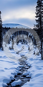 Dark And Foreboding Landscapes: Nikon D850 Captures A Snowy Stream photo
