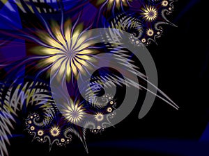 Dark fractal flower, digital artwork for creative graphic design.