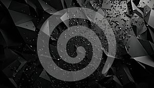 Abstract Black Shattered Geometric Background