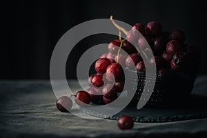 Dark fresh grapes