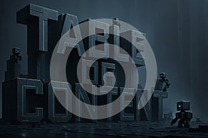 Dark Futuristic 3D Table of Content with Robots