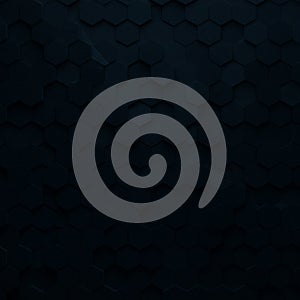 Dark geometric pattern with interlocking hexagons, creating a textured three-