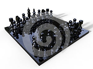 Dark glass chess set