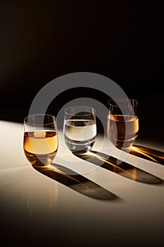 Alcohol whiskey gold liquor beverage background cold drink bar table glass background scotch