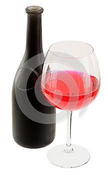 Dark glasses wine bottle and goblet