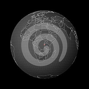 Dark globe centered to Burundi.