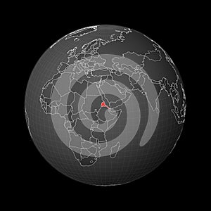 Dark globe centered to Eritrea. photo