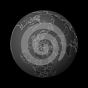Dark globe centered to Moldova.