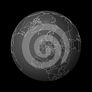 Dark globe centered to Switzerland.