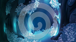 Dark glowing forest landscape