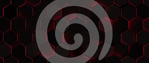 Dark Glowing Red Hexagon Background