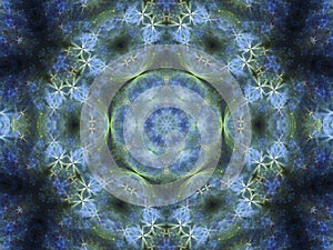 Dark gold and blue fractal flower mandala