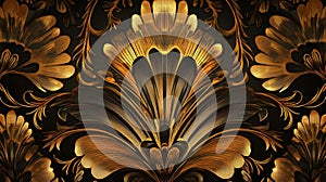 Dark Gold and Brown Damask Pattern Texture