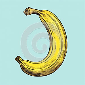 Dark Gold And Sky-blue: A Satirical Banana Illustration In The Style Of Franz West