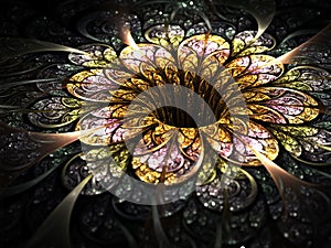 Dark golden fractal flower