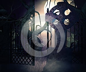 Dark Graveyard Gate Background